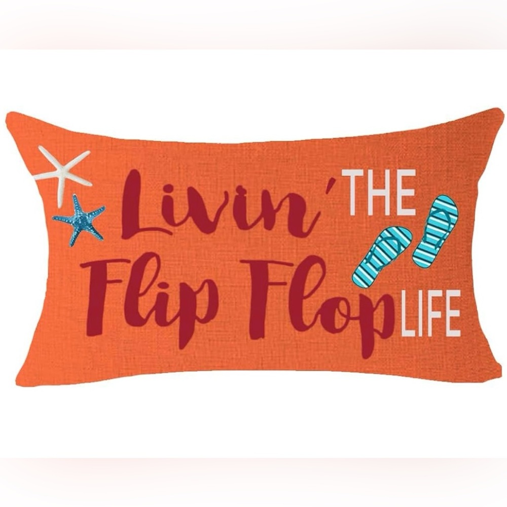 Orange Livin’ The Flip Flop Life Indoor/Outdoor Pillow Sham - 12”x20”